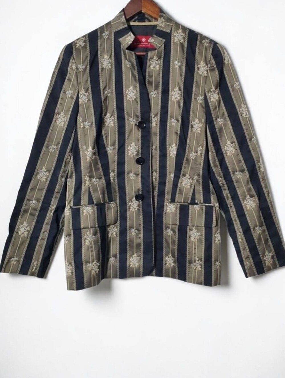 Dino Moda Floral Embroidered Blazer Size 8 Asian Jacket Mandarin Collar Womens